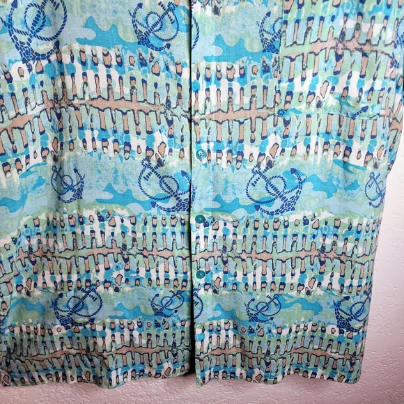 Weekender Batik Print Casual Button Down Shirt w Anchors Size XXL Short Sleeve - Picture 6 of 11